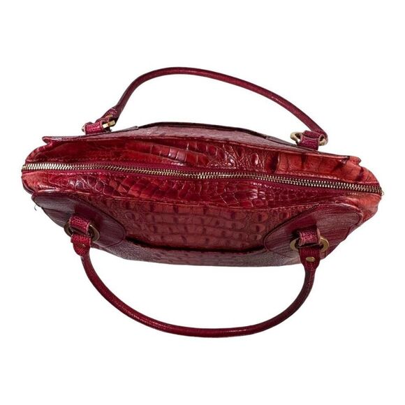 Brahmin Croc Rosetta Merlot Ombre Melbourne Red Leather Satchel Purse Dust Bag - Picture 10 of 12